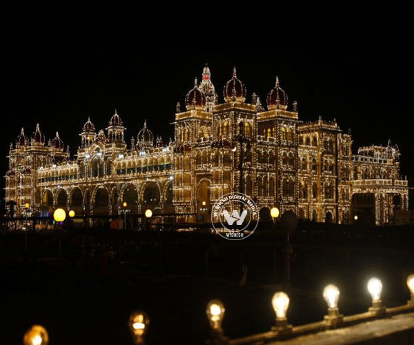 About 96,000 lamps illuminate Mysore Palace